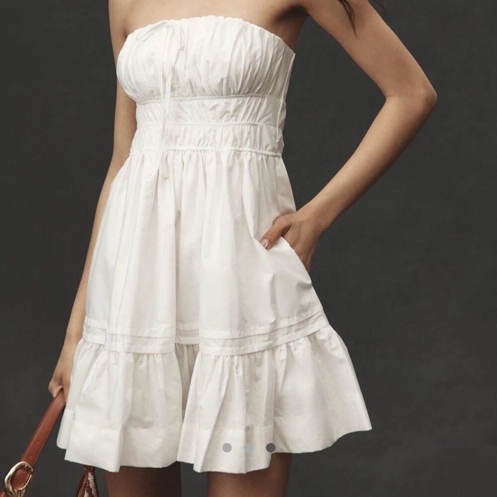 Anthropologie The Somerset Strapless Mini Dress White